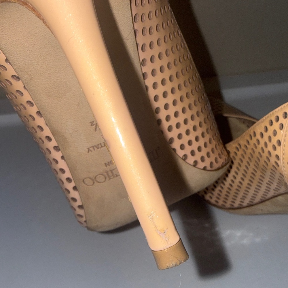 Jimmy Choo Perforated Nude Heels - Picture 9 of 16